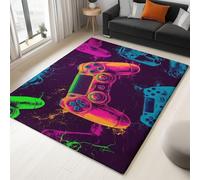 Genérico Alfombra de salón Morado Oscuro 120 x 170 cm, Tema del Juego Controlador del Juego Lavable a máquina Antideslizante de Pelo Corto fácil de cuidar para salón Comedor hogar y Oficina.