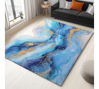 Genérico Alfombra de salón Multicolor 60 x 90 cm, Minimalista Medios Mármol Textura Lavable a máquina Antideslizante de Pelo Corto fácil de cuidar para salón Comedor hogar y Oficina.