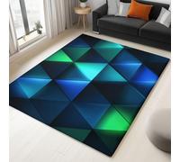 Genérico Alfombra de salón Multicolor 60 x 90 cm, Simple Minimalista Luminoso Triangular Lavable a máquina Antideslizante de Pelo Corto fácil de cuidar para salón Comedor hogar y Oficina.