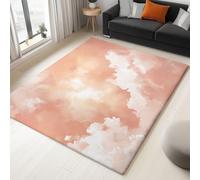 Genérico Alfombra de salón Rosa 80 x 150 cm, Minimalista Acuarela Nubes Simple Lavable a máquina Antideslizante de Pelo Corto fácil de cuidar para salón Comedor hogar y Oficina.