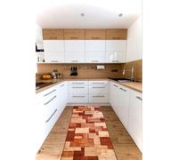 Genérico Alfombra de Salon y Pasillo Grande de Pelo Corto - Alfombra de Cocina Lavable Antideslizante - Tapete de Cocina y Pasillo Antiderrapante con Base de Látex - Mica (Cuadros, 57 x 100 cm)