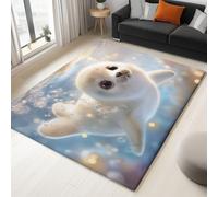 Genérico Alfombra Decorativa Fantasía Animales 160 X 230 Cm Antideslizante Pelo Corto Y Lavables para Habitacion Comedor Dormitorio, Azul Claro Alfombra Dibujos Animados Océano Foca para Chico Chica