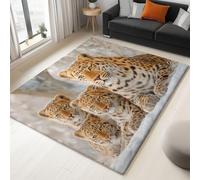 Genérico Alfombra Decorativa Surrealista Animales 160 X 230 Cm Antideslizante Pelo Corto Y Lavables para Habitacion Comedor Dormitorio, Gris Alfombra Salvaje Bestia Feroz Leopardo para Chico Chica