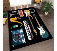 Genérico Alfombra Dormitorio Suave Lavable Antideslizante 120 X 170 CM | Alfombra Cocina Lavable Antideslizante,Alfombra Pasillo de Dormitorio,Alfombra Silla Escritorio,Comedor,Negro Azul Oro
