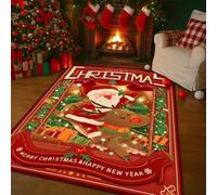 Genérico Alfombra Dormitorio Suave Lavable Antideslizante 120 X 170 CM | Alfombra Cocina Lavable Antideslizante,Alfombra Pasillo de Dormitorio,Alfombra Silla Escritorio,Comedor,Red Christmas