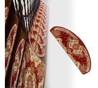 Genérico Alfombra Escalera 2 16 Alfombras De 20 Piezas Peldaños De Escalera Sector Bullnose, Escalones Sin Cinta Tapetes para Escaleras Antideslizantes(Red 12 PCS,W 22 CM L 60 CM)