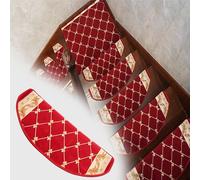 Genérico Alfombra Escalera Alfombras Antideslizantes para escaleras, alfombras Autoadhesivas para escaleras con Bordes plegados en ángulo Recto(Red 16 PCS,W 22 CM L 55 CM)