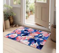Genérico Alfombra Fácil de cuidar Resistente Azul Oscuro Arte Romance Flores - Alfombras Niños Niñas para guardería habitación de niños niñas Sala de Juegos Sala 80 x 150 cm