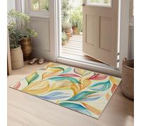 Genérico Alfombra Fácil de cuidar Resistente Beige Arte Hojas Rayadas De Colores - Alfombras Niños Niñas para guardería habitación de niños niñas Sala de Juegos Sala 120 x 160 cm