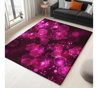 Genérico Alfombra Gaming para Sala de Juegos de Niños y Jóvenes, Mediana Lavable Antideslizante, Patrón de Hexágonos Rosa Brillante Estilo Cyberpunk, 80x150cm