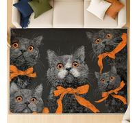 Genérico Alfombra Grande Fluffy Lavable - Antideslizante Alfombra súper Suave mullida, Alfombra fácil Limpiar hogar Ilustración Gato Mirada, 180 X 270 cm, Gris