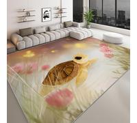 Genérico Alfombra Grande Plantas Flores Luciérnagas Tortuga 160 x 230 cm, Moqueta Lavables en Lavadora Antideslizante, Alfombra de Pelo Corto Suave Rosa, para Salón Dormitorio Cocina