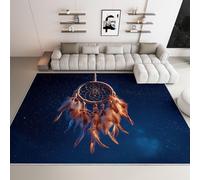 Genérico Alfombra Infantil 160x230 cm, Cielo Nocturno Atrapasueños Alfombra de Cabecera Niños Niñas Pelo Corto Lavable Suave Azul Oscuro, para Juego Habitacion Comedor Dormitorio Cocina