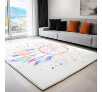 Genérico Alfombra Infantil, Alfombra Blanco Habitación Infantil Juego, Bohemia Fantasía Atrapasueños Efecto 3D, Suave Fácil de cuidar, Resistente, 100 x 150 cm