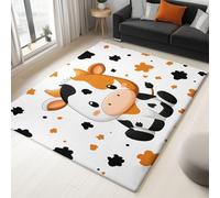 Genérico Alfombra Infantil, Alfombra Blanco Habitación Infantil Juego, Dibujos Animados Animal Lindo Vaca Manchas Efecto 3D, Suave Fácil de cuidar, Resistente, 60 x 90 cm