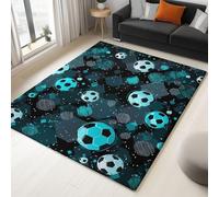 Genérico Alfombra Infantil para Dormitorio, Poliéster XXL Lavable Antideslizante, Fútbol Americano Teal Estrellas Deporte, 160x230cm