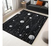 Genérico Alfombra Infantil para Habitación de Niños, Poliéster Suave Mediana, Planetas Galaxia y Luna Tema Ciencia Educativo, 80x150cm, Antideslizante