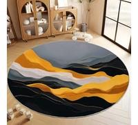 Genérico Alfombra Interior Redonda 60 cm Terreno Abstracto Alfombra Redonda Impresión Modern, Negro Habitación Suave Antideslizante - para salón Dormitorio y habitación Infantil Alfombrilla