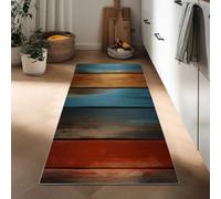 Genérico Alfombra Larga Pasillo Shabby Chic Alfombra Corredor Lavable, Tapete Pelo Corto Rayas Textura De Tablón De Madera para Sala Habitacion Dormitorio Comedor Cocina Lavadero Entrada 60 x 150 cm
