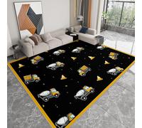 Genérico Alfombra Lavable 100 x 160 cm para habitación Infantil, Alfombrillas Antideslizante Arquitectura camión Marco para Dormitorio - Alfombra Impresa Estilo de Dibujos Animados para salón Comedor
