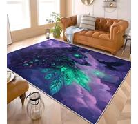 Genérico Alfombra Lavable Antideslizante 120x180 cm Lobo Animal tótem de Pelo Corto Lmpresión Decoración del hogar Alfombras Púrpura para Oficina Cocina Comedor Durable fácil Limpiar