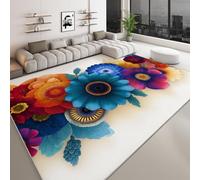 Genérico Alfombra Lavable Antideslizante Arte Abstracto 100 x 160 cm, Alfombra de Pelo Corto Mandala Colorido Flores para salón Dormitorio Oficina o habitación Infantil Corredor fácil de Limpiar