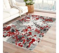 Genérico Alfombra Lavable de Patrón de Flores de Cerezo Gran tamaño, con Reverso Antideslizante y Ribete Resistente, para Sala de Estar,Dormitorio y Comedor(Rojo-150x240cm