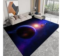 Genérico Alfombra Lavable en Lavadora 140 x 200 cm, Alfombra Antideslizante y Anti-Pelusa Surrealista Planetas Sol - moqueta Suave Arte Espacial para salón Dormitorio Comedor Pasillo y Cocina