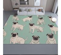 Genérico Alfombra Lavable Lavadora 140 x 200 cm, Salón Dormitorio Antideslizante Estampados Lindo Dibujos Animados Animales Perros - Gris Verdoso Alfombra de Franela Suave para Pasillo de Entrada