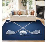 Genérico Alfombra Lavable Lavadora 160 x 230 cm, Salón Dormitorio Antideslizante Estampados Deportes Clubes De Golf - Azul Oscuro Alfombra de Franela Suave para Pasillo de Entrada