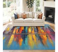 Genérico Alfombra Lavable Lavadora 160 x 230 cm, Salón Dormitorio Antideslizante Estampados Pintura Al Óleo Arquitectura Reflejo del Agua - Vistoso Alfombra de Franela Suave para Pasillo de Entrada
