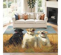 Genérico Alfombra Lavable Lavadora 60 x 110 cm, Salón Dormitorio Antideslizante Estampados Animal Campo De Trigo Perro - Caqui Alfombra de Franela Suave para Pasillo de Entrada