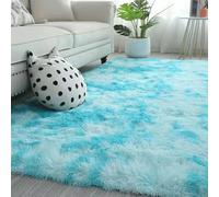 Genérico Alfombra Lavable para Salón, Dormitorio y Habitación de Los Niños - Lana de Pelo Largo, Muy Suave, Antideslizante, Moderna - Light Blue, 50x80cm