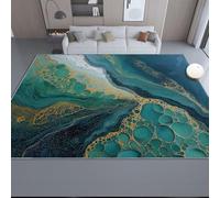 Genérico Alfombra Lavable Verde Esmeralda, Abstracto Lujoso Mármol Pelo Corto Suave Franela Alfombras de Área 140 x 200 cm - Antideslizante Alfombra para Habitación Infantil de Interior Sala de Estar