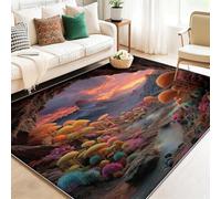 Genérico Alfombra Lavable Vistoso, Fantasía Paisaje Cueva Amanecer Pelo Corto Suave Franela Alfombras de Área 160 x 230 cm - Antideslizante Alfombra para Habitación Infantil de Interior Sala de Estar