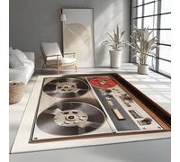 Genérico Alfombra Marrón 60x90 cm, Alfombras de Salon Pelo Corto Grande de área Antideslizante Lavables en Lavadora, Estampado Grabadora Antigua Antigua, para Habitacion Comedor