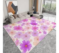 Genérico Alfombra Moderna 80 x 150 cm Campo Flores Margaritas, Alfombras de Salón Lavable y Antideslizante Rosa Morado - Moqueta Suave de Pelo Corto para Dormitorio Habitación de Juegos Sala de Estar