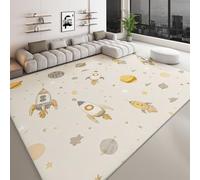 Genérico Alfombra Moderna 80 x 150 cm Lavable a Máquina, Alfombra de Pelo Corto Antideslizante Estilo Caricaturesco - Moqueta Resistente Universo Cohete Estrella para Salón Dormitorio Comedor Oficina