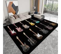 Genérico Alfombra Moderna Lavable a Máquina 120 x 170 cm, Alfombra de Pelo Corto Antideslizante Moderno - Moqueta Resistente Música Guitarra Rayas para Salón Dormitorio Comedor Oficina