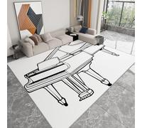 Genérico Alfombra Moderna Lavable a Máquina 60 x 90 cm, Alfombra de Pelo Corto Antideslizante Minimalista - Moqueta Resistente Música Piano Rayas para Salón Dormitorio Comedor Oficina