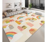 Genérico Alfombra Moderna Lavable Dibujos Animados 60 x 90 cm, Alfombra Antideslizante arcoíris casa Arquitectura Suave de Pelo Corto para salón y Dormitorio decoración - Apta para niños y Mascotas