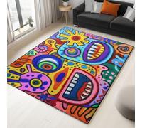Genérico Alfombra Moderna para Salón Multicolor 120 X 170 Cm Abstracto para Salón Comedor Dormitorio, Alfombra Suave De Pelo Corto - Dibujos Animados Divertido Grafiti para Niños Adolescentes Adultos
