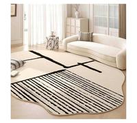 Genérico Alfombra Moderna Rayada Beige Y Negra, Diseño Abstracto Art Déco, For Salón Y Entrada, Lavable A Máquina(120x160cm)