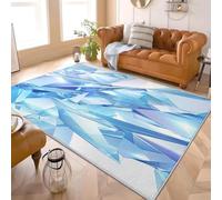 Genérico Alfombra Moderna y Pelo Corto 80x150 cm GeometríA Abstracta 3D Antideslizante Lavables en Lavadora Extrasuave Alfombra Azul para Sala de Estar Dormitorio y Comedor