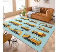 Genérico Alfombra Moderna y Pelo Corto 80x150 cm VehíCulo De ConstruccióN Antideslizante Lavables en Lavadora Extrasuave Alfombra Amarillo para Sala de Estar Dormitorio y Comedor