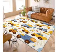 Genérico Alfombra Moderna y Suave para Salón 160x230 cm VehíCulo ConstruccióN Dibujos Animados Lavable Antideslizante Alfombra Decorar de Pelo Corto Blanco para Pasillo Dormitorio Escritorio Comedor