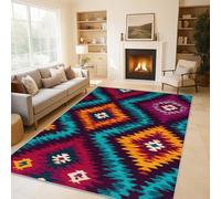 Genérico Alfombra Nativo Americano, Alfombras Salon Tribu Azteca Suroeste, Alfombra Pequeña 80x150 - Suave Franela Pelo Corto Tapete, Antideslizante Felpudos H-12