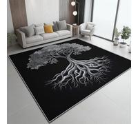 Genérico Alfombra Negro 160x230 cm, Alfombras de Salon Pelo Corto Grande de área Antideslizante Lavables en Lavadora, Estampado Misterio Árbol Antiguo, para Habitacion Comedor