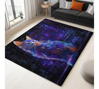 Genérico Alfombra para Dormitorio Negro Sala de Estar Alfombra Lavable de Pelo Corto Antideslizante Suave para baño Comedor Pasillo Minimalista Abstracto Garabato Gato 140 x 200 cm,