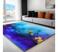 Genérico Alfombra para Interior 160 x 230 cm Acuarela Arte con Tinta De Alcohol Alfombra Impresión 3D Modern, Azul Púrpura Habitación Suave Antideslizante, para salón Dormitorio Infantil Alfombrilla